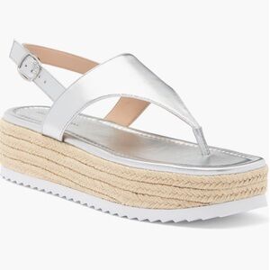 NEW Stuart Weitzman Silver Espadrille Sandals